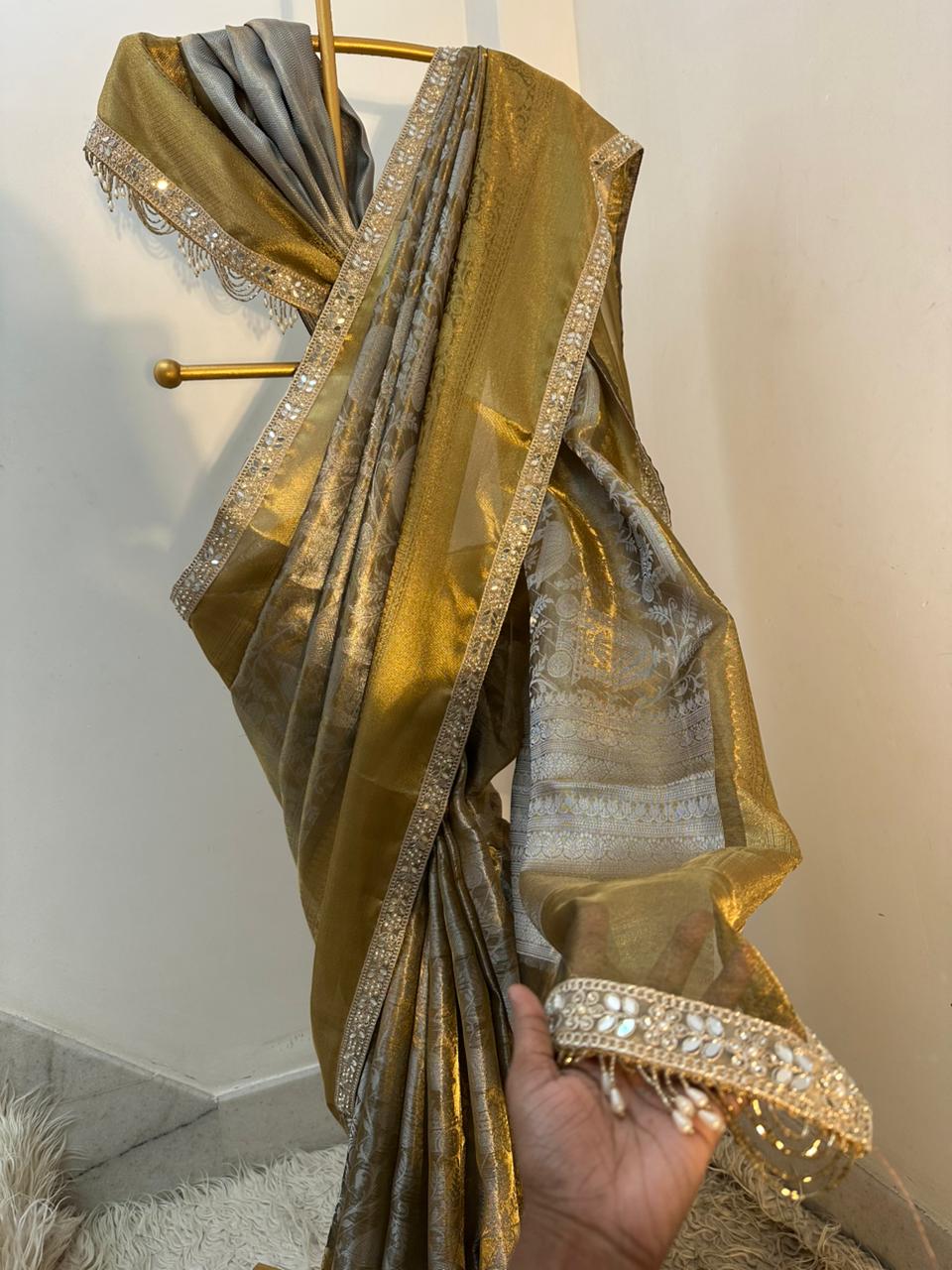 Authentic kanjivaram brocade tissue saree