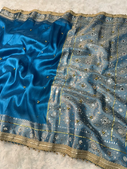 Premium Tissue Saree with Ghoongru work