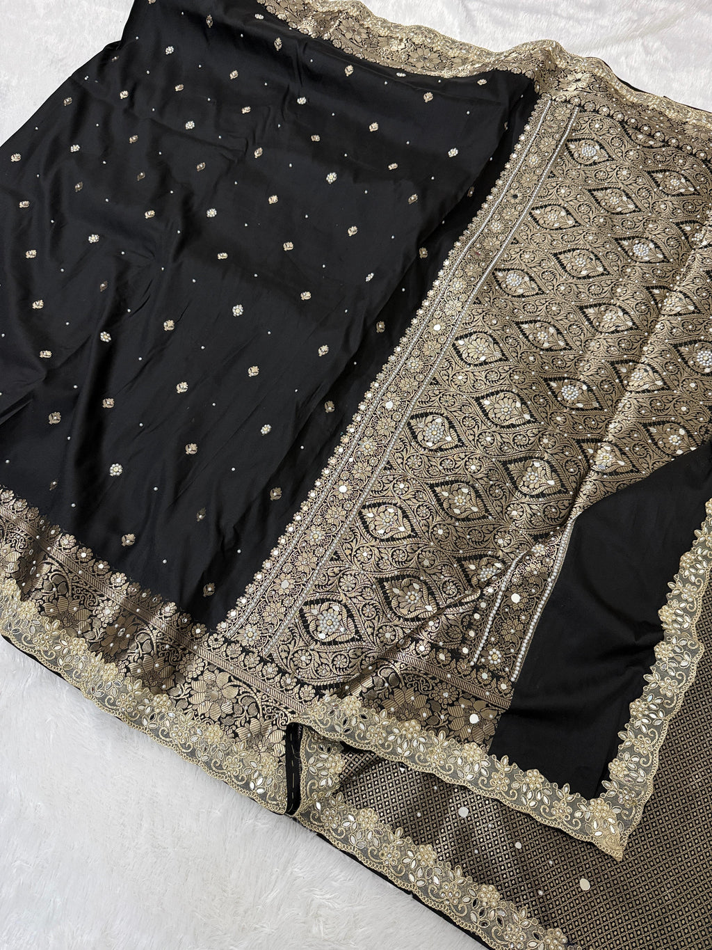 Presenting Timeless Banarasi Semi Katan Soft Silk Lace work Saree