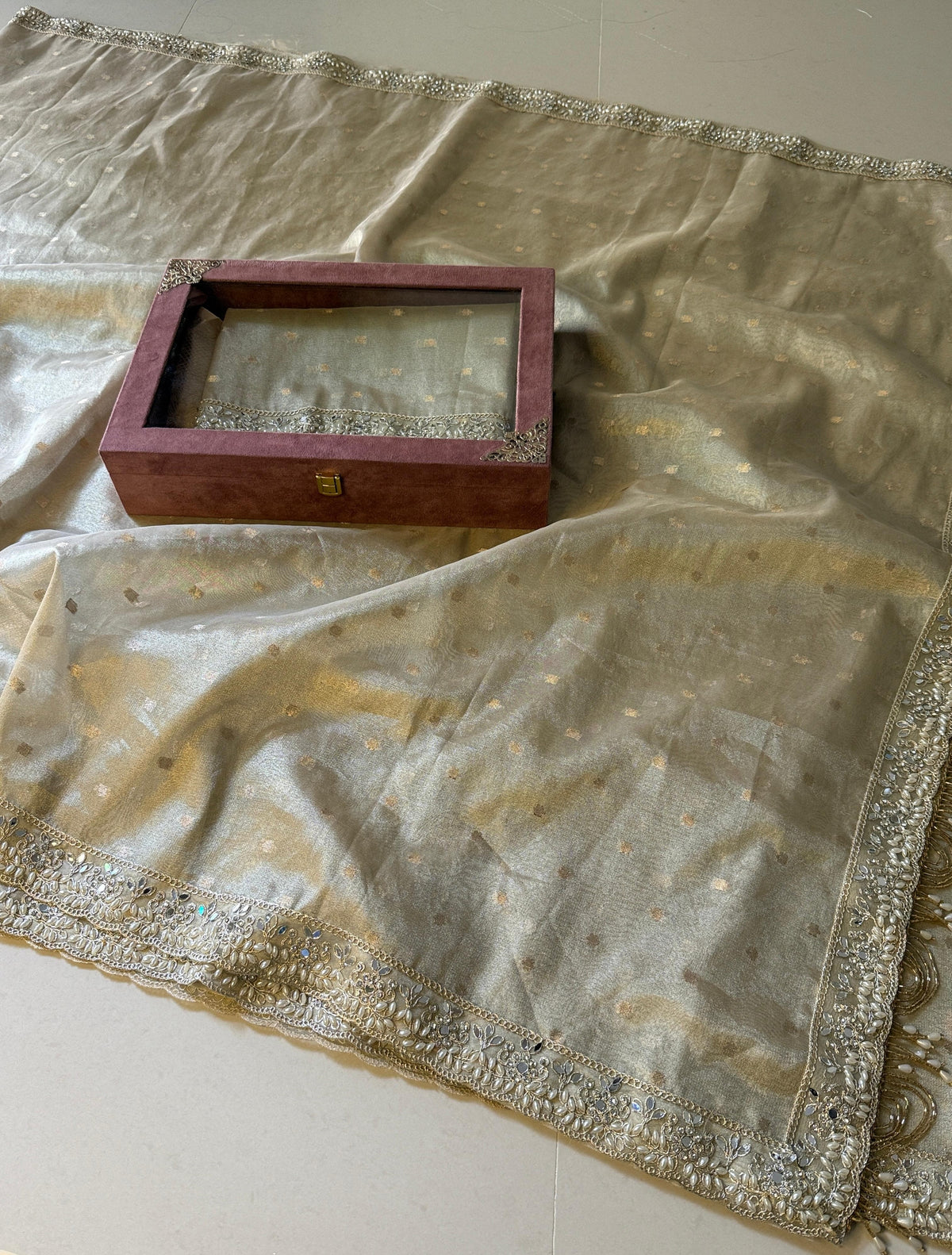 Soft Tissue saree with all over booti