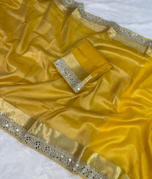 banarasi SOFT &nbsp; GLASS TISSUE SILK saree collection.all over beautiful mirror &nbsp; lace work border.