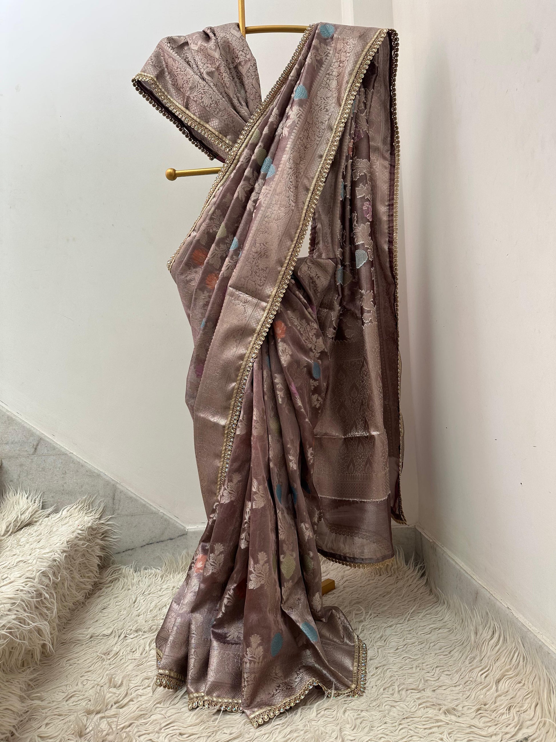 Premium tissue mina jaal saree