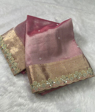 Premium soft pink colour tissue saree