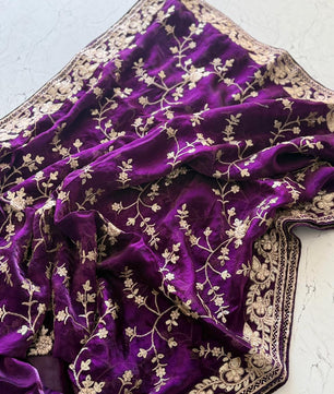 Primium Pure Fendi Satin Saree With Mutly Thread and Sequence Work