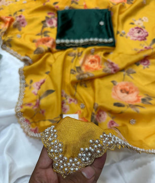 New demanded Moti work printed saree