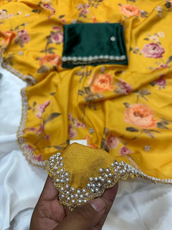 New demanded Moti work printed saree