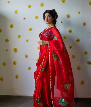 ✨Pure soft tebby silk with beautiful flower print & cutdena + pear handwork