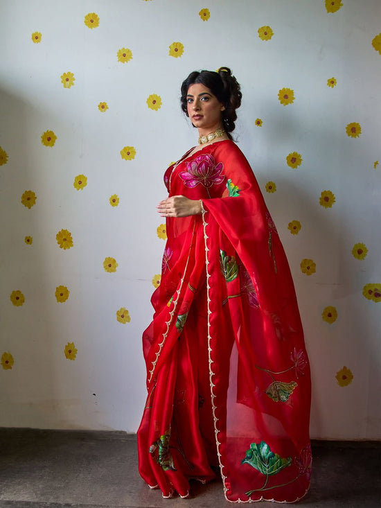 ✨Pure soft tebby silk with beautiful flower print & cutdena + pear handwork