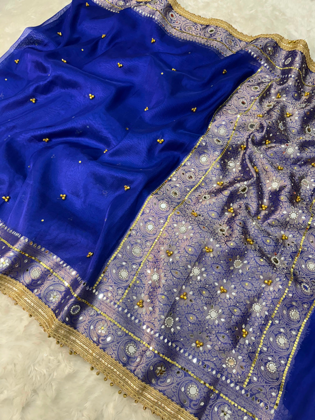 Premium Tissue Saree with ghoongru work