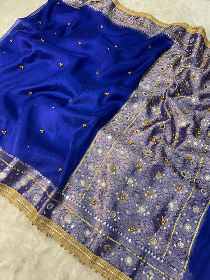 Premium Tissue Saree with ghoongru work