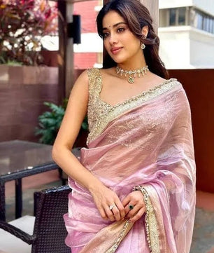 Janhavi Kapoor Inspired Saree in banarasi tissue silk