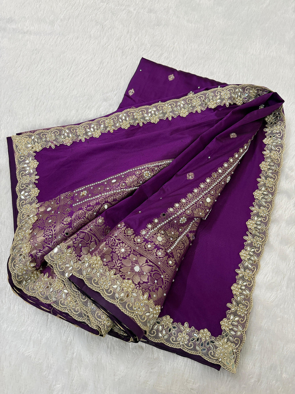 Presenting Timeless Banarasi Semi Katan Soft Silk Lace work Saree