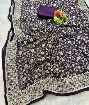 Shimmer  silk fabric chikankari work