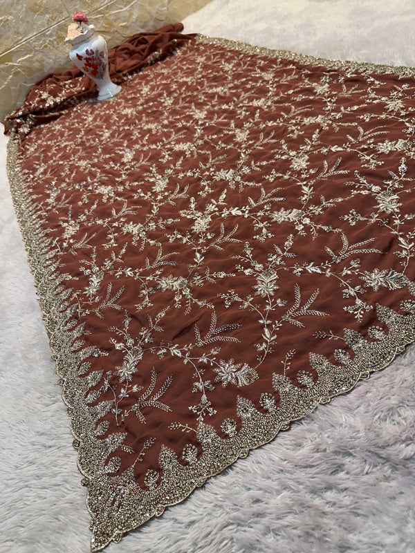 Premium Saree in faux Georgette fabric with jaal work