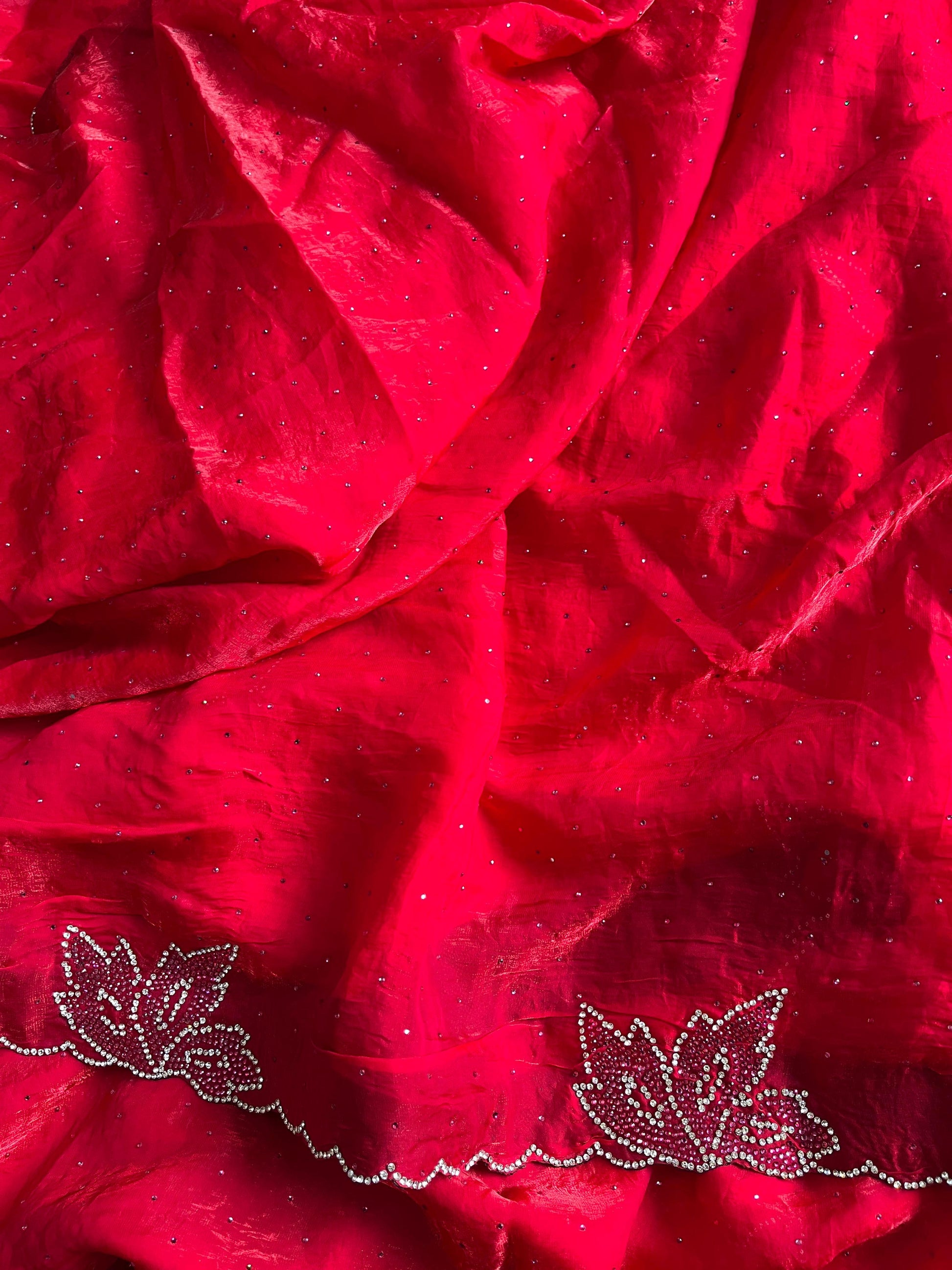 Blooming Fox Georgette saree with dual tone diamonds on all over the saree