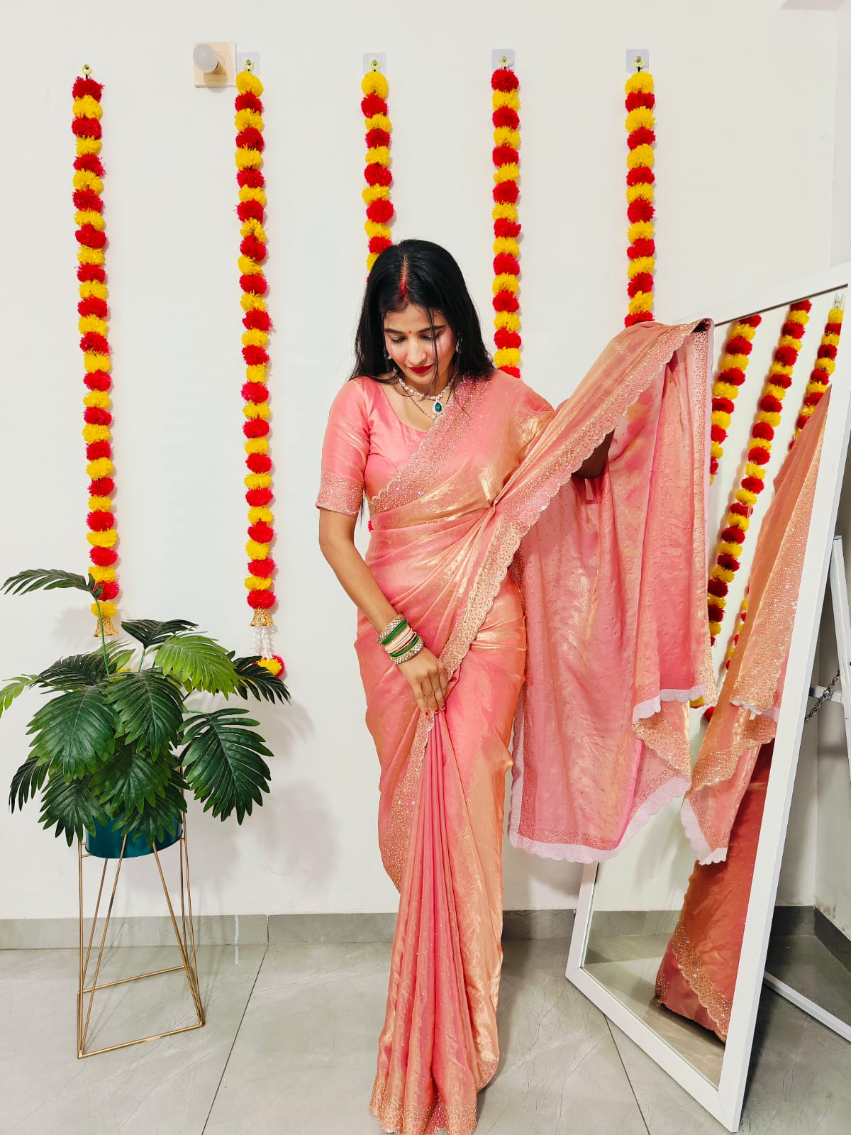 Beautiful saree in space silk fabric