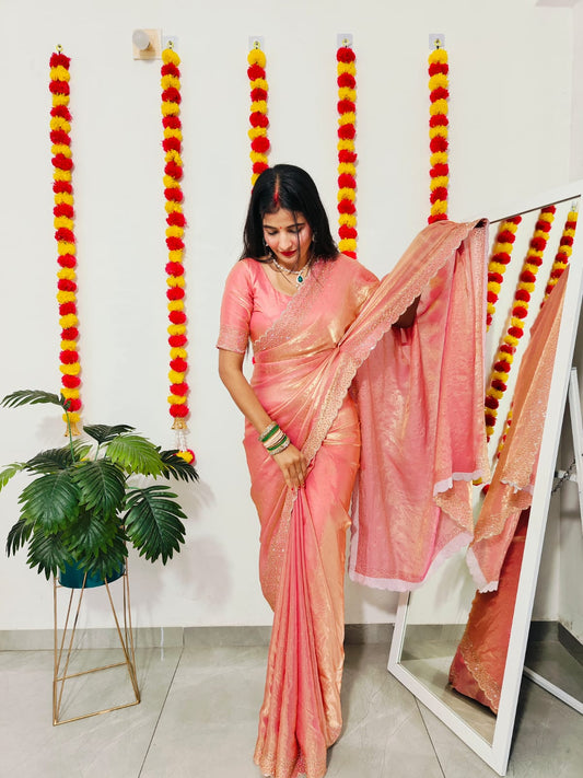 Beautiful saree in space silk fabric