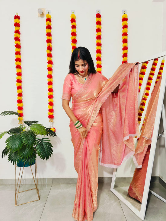 Beautiful saree in space silk fabric
