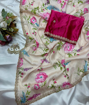 New demanded Moti work printed saree