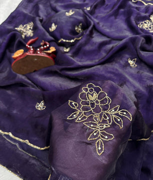 Soft Space Silk Saree with handwork