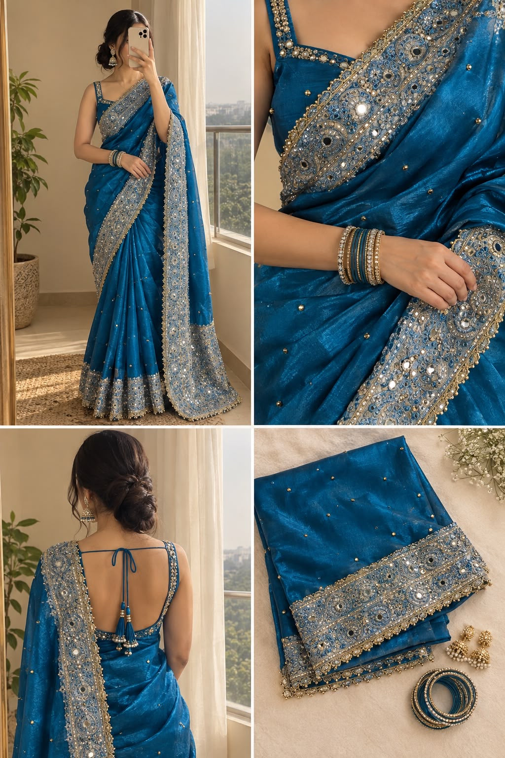 Premium Tissue Saree with Ghoongru work