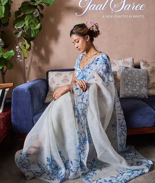 Present a new trending floral handwork saree collection