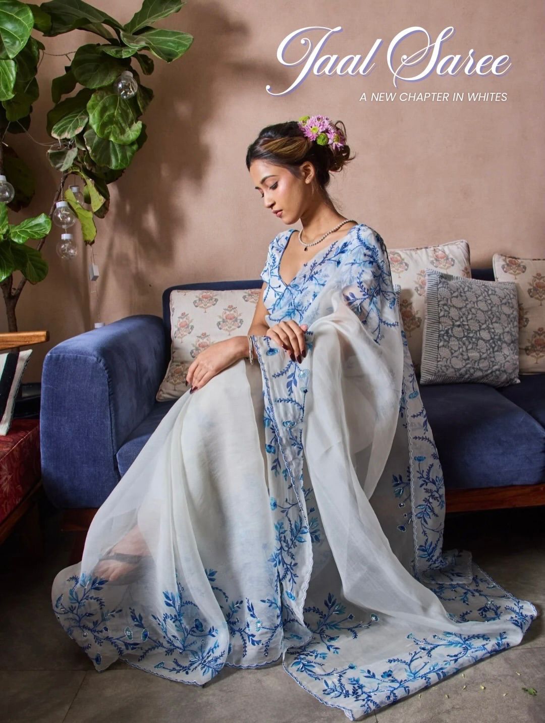 Present a new trending floral handwork saree collection