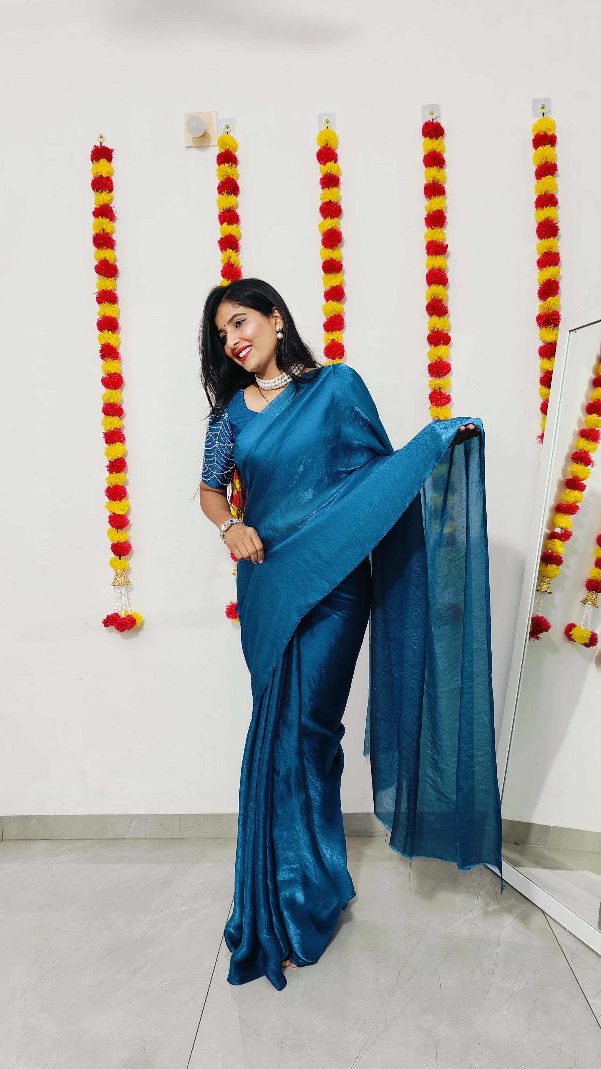 Beautiful saree in space silk fabric