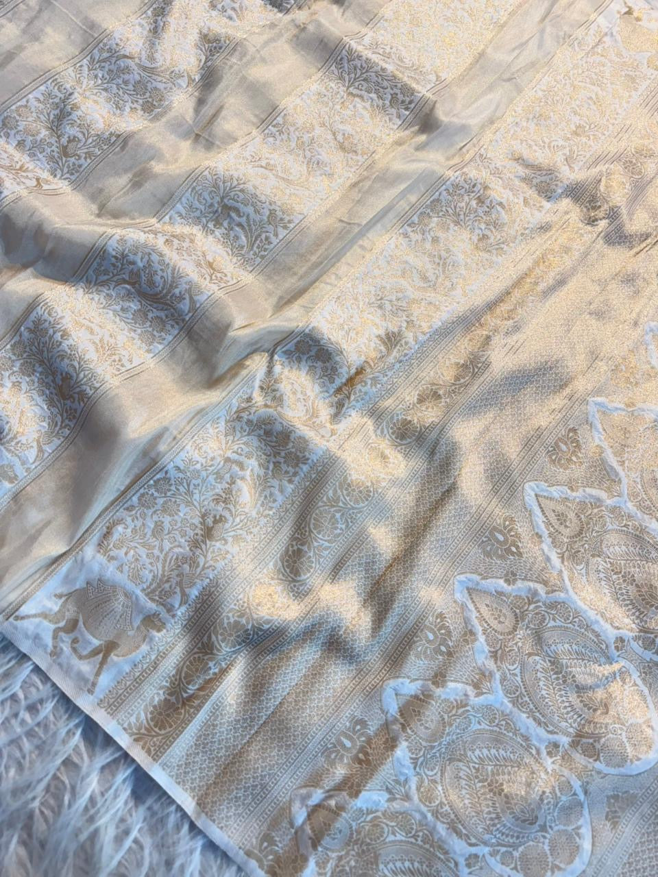 Pure Soft Banarasi Tissue Zari Silk Weaving Saree