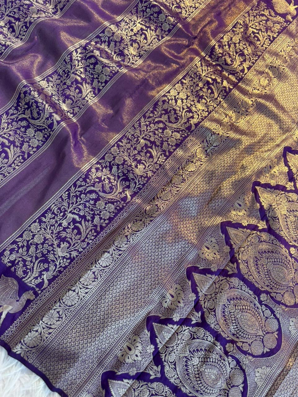 Pure Soft Banarasi Tissue Zari Silk Weaving Saree