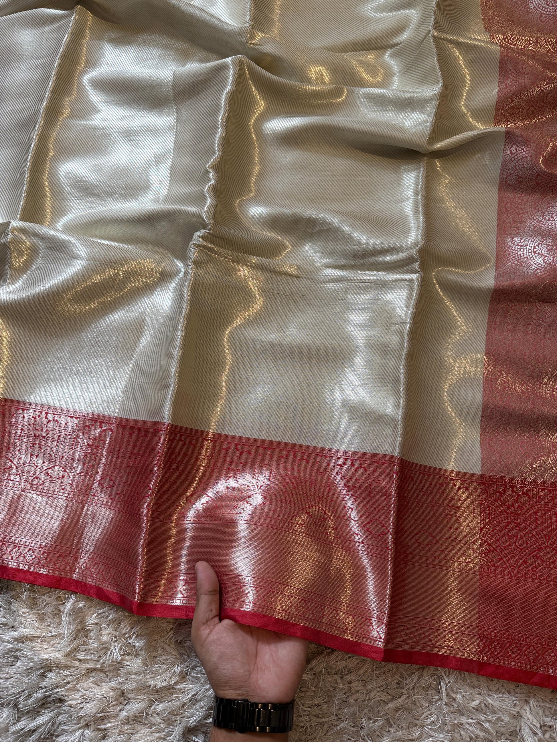 Kanjeevaram Banarasi Broacade Semi Katan Tanchui Silk Saree