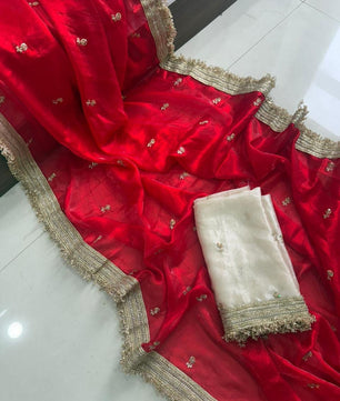 Space Silk Saree Multi Sequence Full Worked With Contrast Blouse&nbsp;