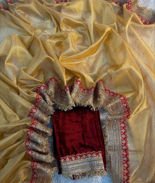 Banarasi soft tissue saree with gotta lace border