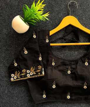 Beautiful handwork all over front nd sleves with designer handwork in blouse