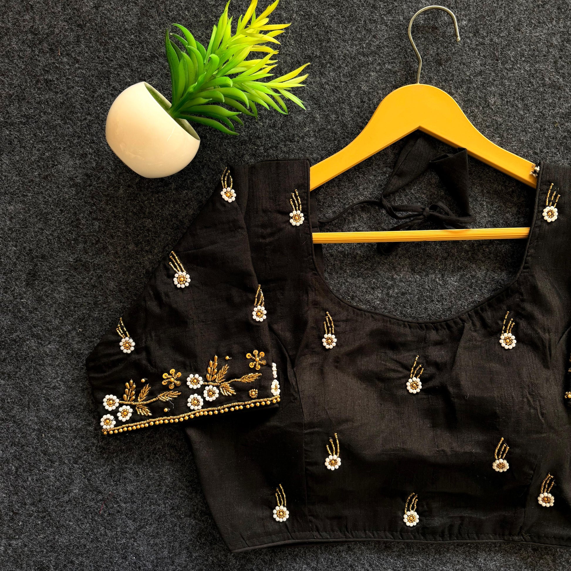 Beautiful handwork all over front nd sleves with designer handwork in blouse