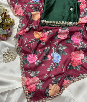 New demanded Moti work printed saree