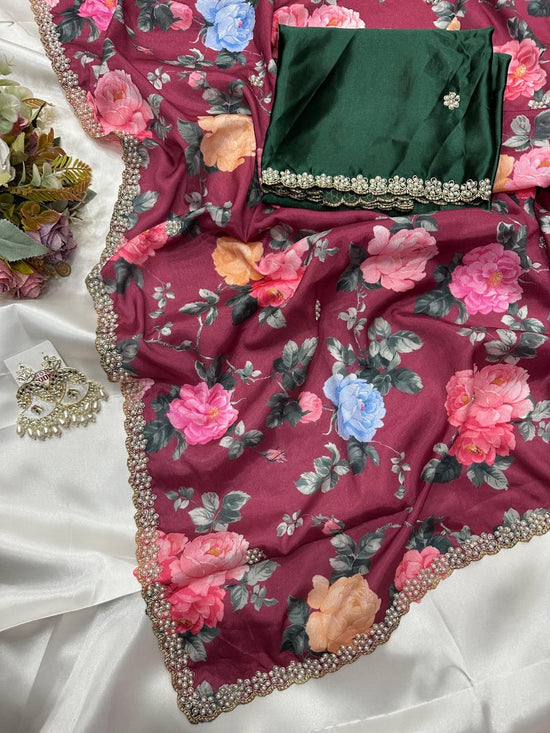 New demanded Moti work printed saree