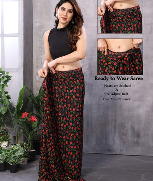 GEORGETTE READY TO WEAR SAREE WITH LACE WORK AT LOWEST PRICE