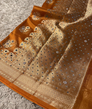 Masterpiece Glass Tissue Banarasi *Handwork* Stone, Mirror Work Saree