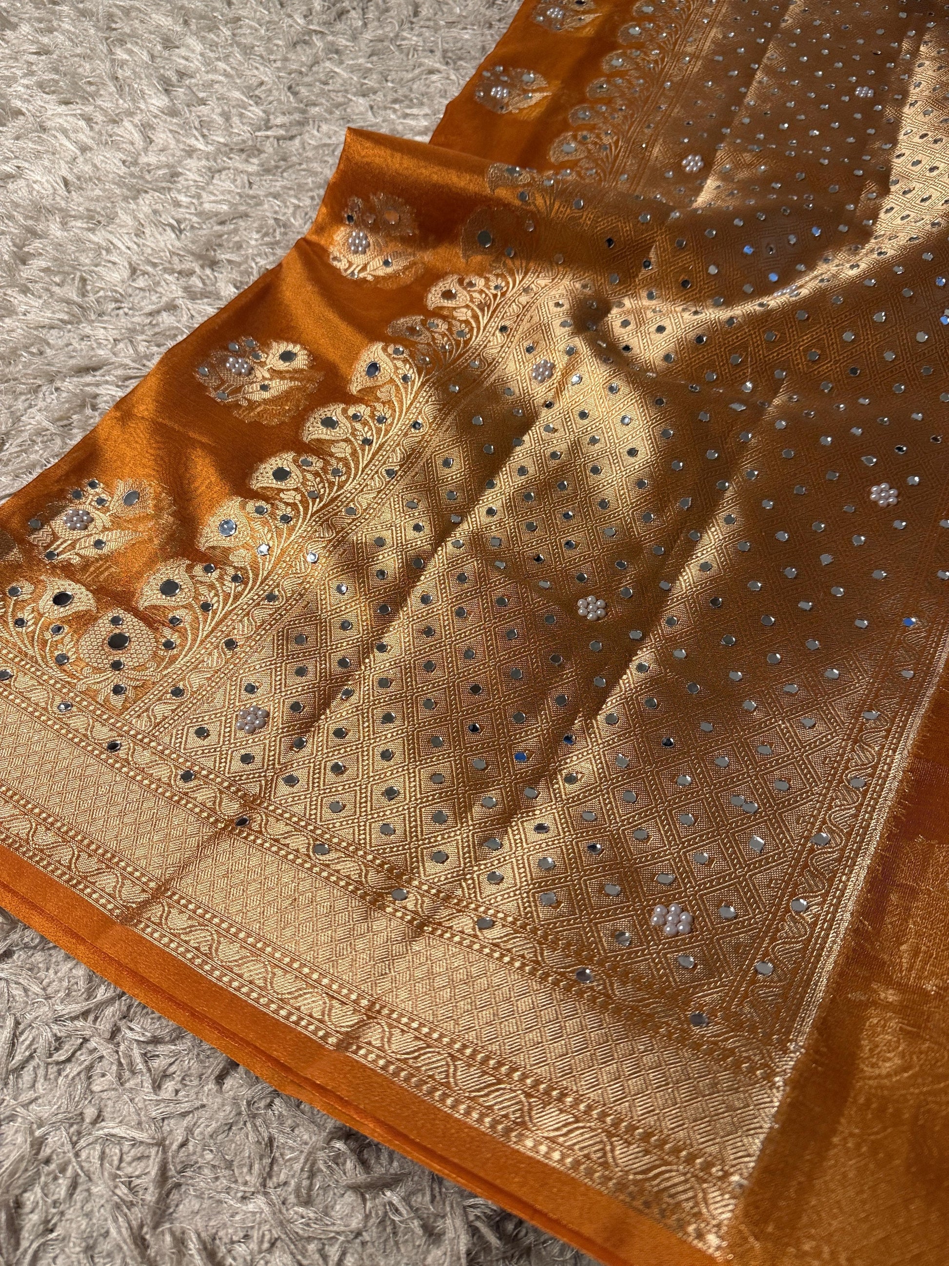 Masterpiece Glass Tissue Banarasi *Handwork* Stone, Mirror Work Saree