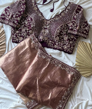 Stunning Pure Soft Designer metallic Silk Saree