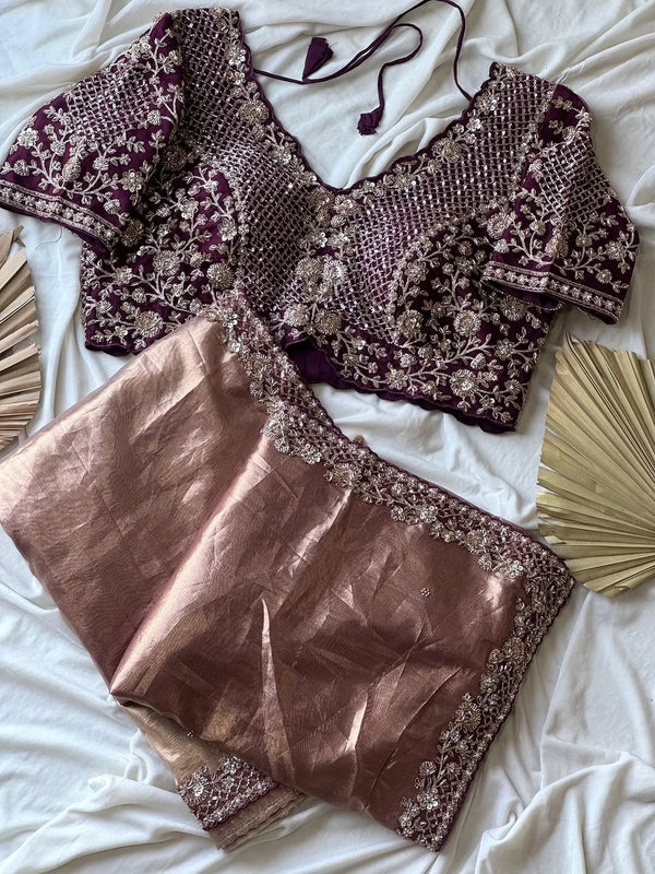 Stunning Pure Soft Designer metallic Silk Saree