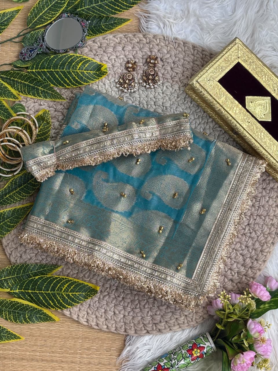 Pure Soft Banarasi Sartin Silk Weaving Saree With Gungroo in All over Saree With Fancy Lace Border