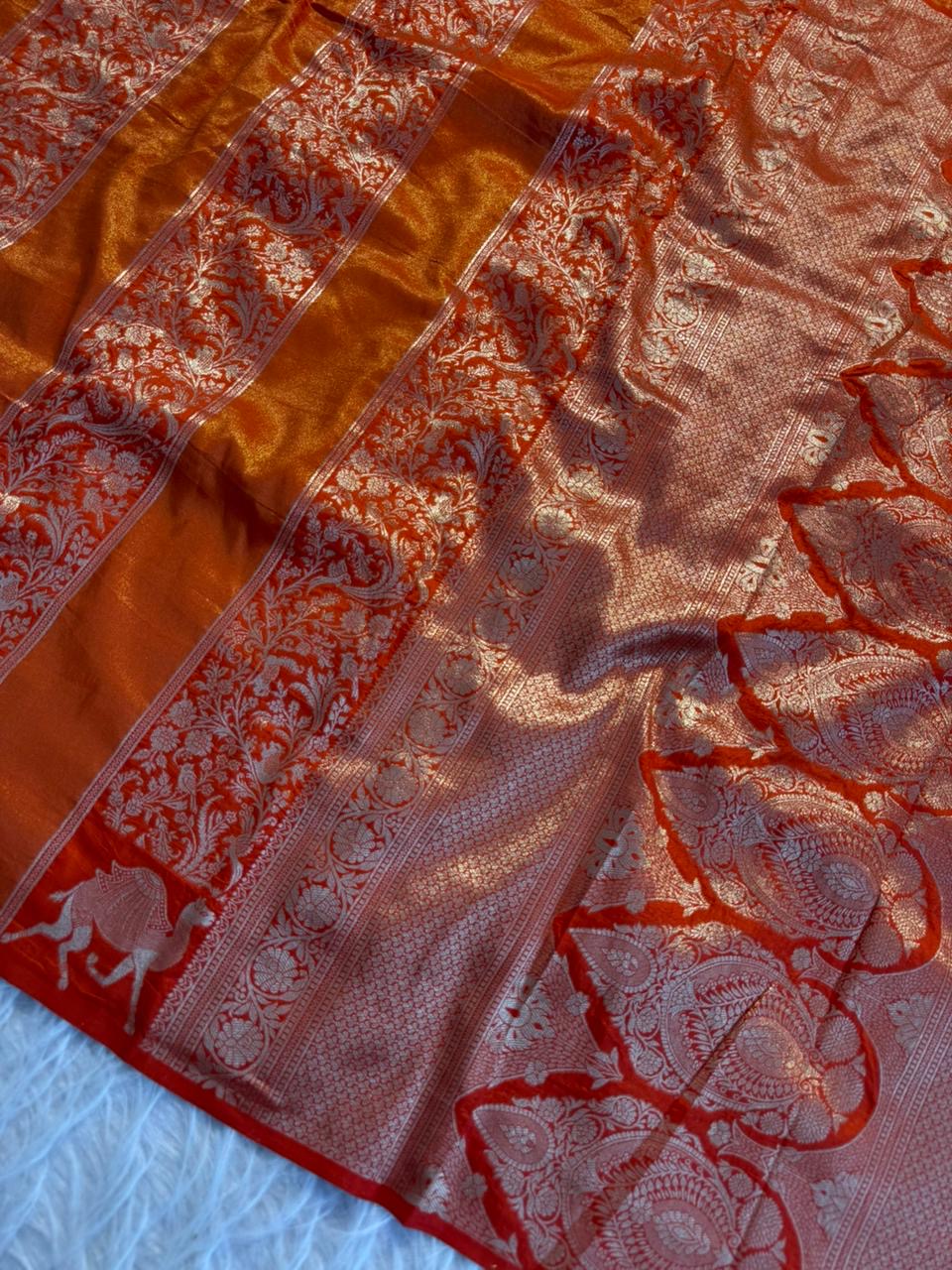 Pure Soft Banarasi Tissue Zari Silk Weaving Saree
