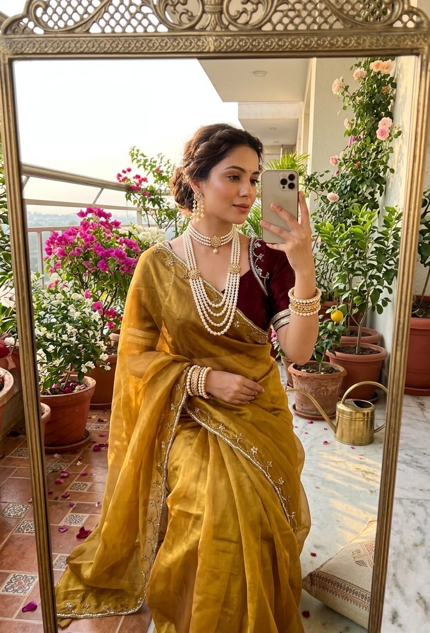Very Soft nd Elegant Rich look Rimzim Silk fabric with beautiful hand work khatli cutdana heavy border