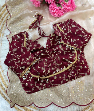 Pure soft fendy chiffon fabric with amazing embroidery  work