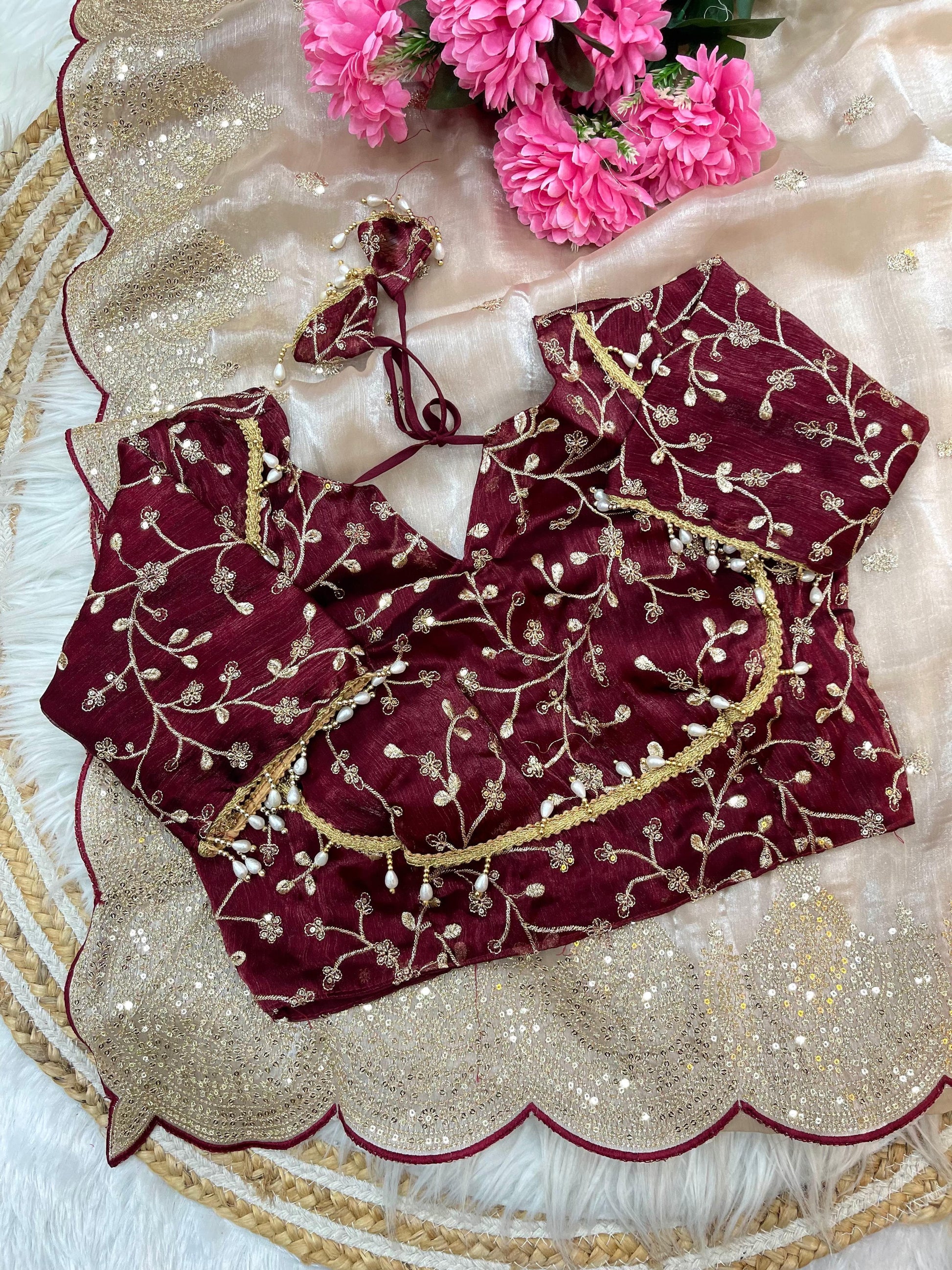 Pure soft fendy chiffon fabric with amazing embroidery  work