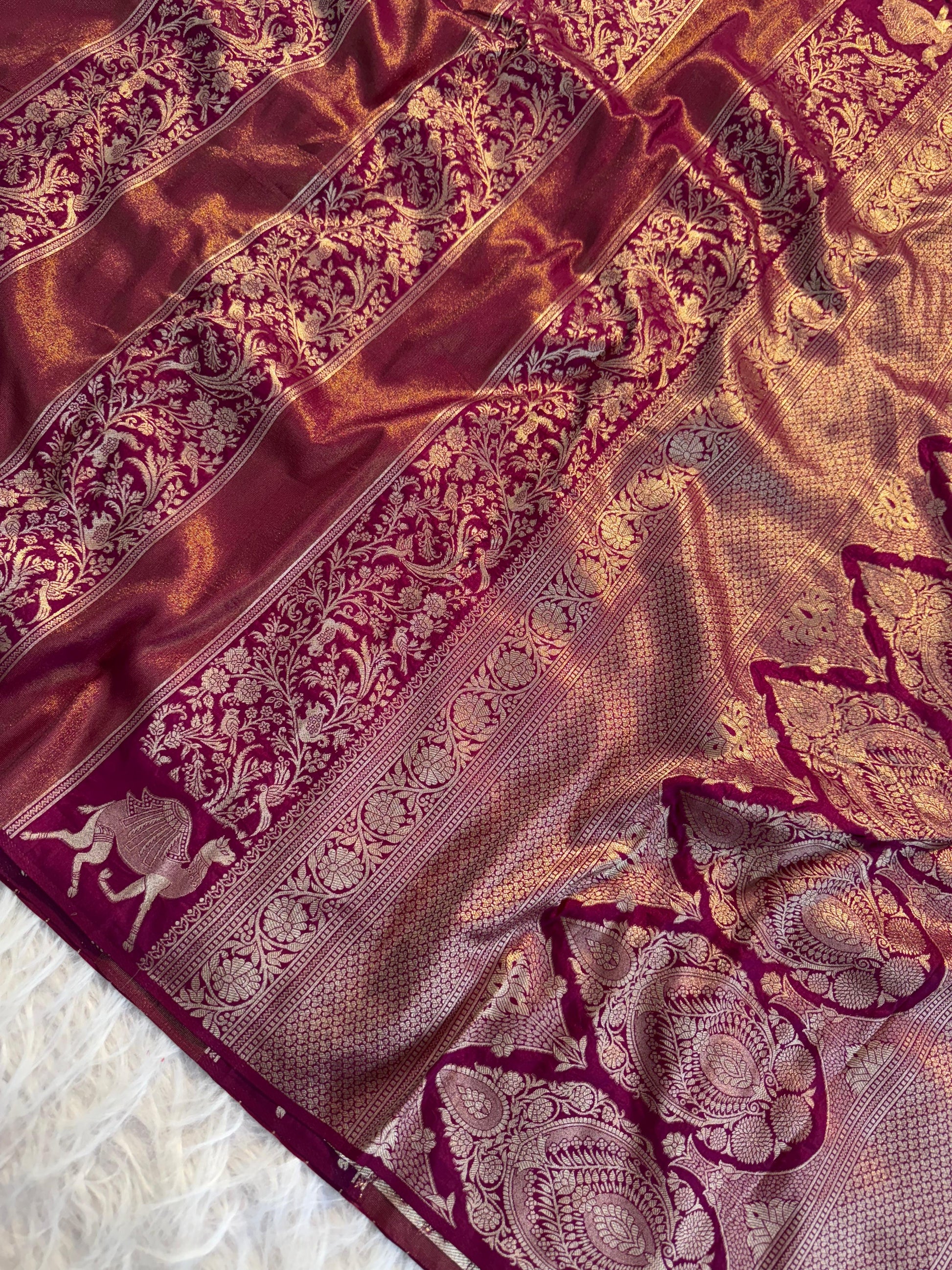 Pure Soft Banarasi Tissue Zari Silk Weaving Saree