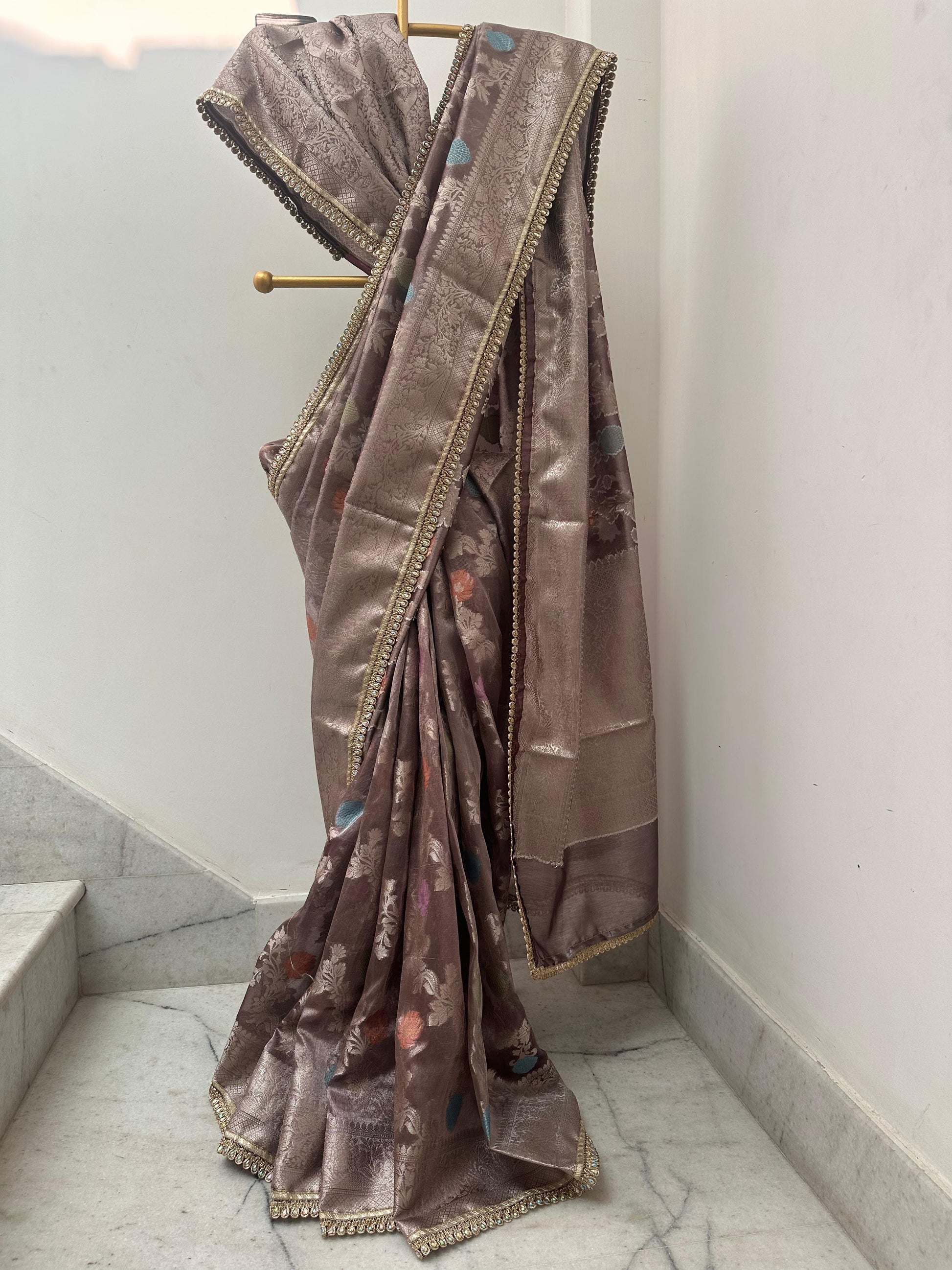 Premium tissue mina jaal saree