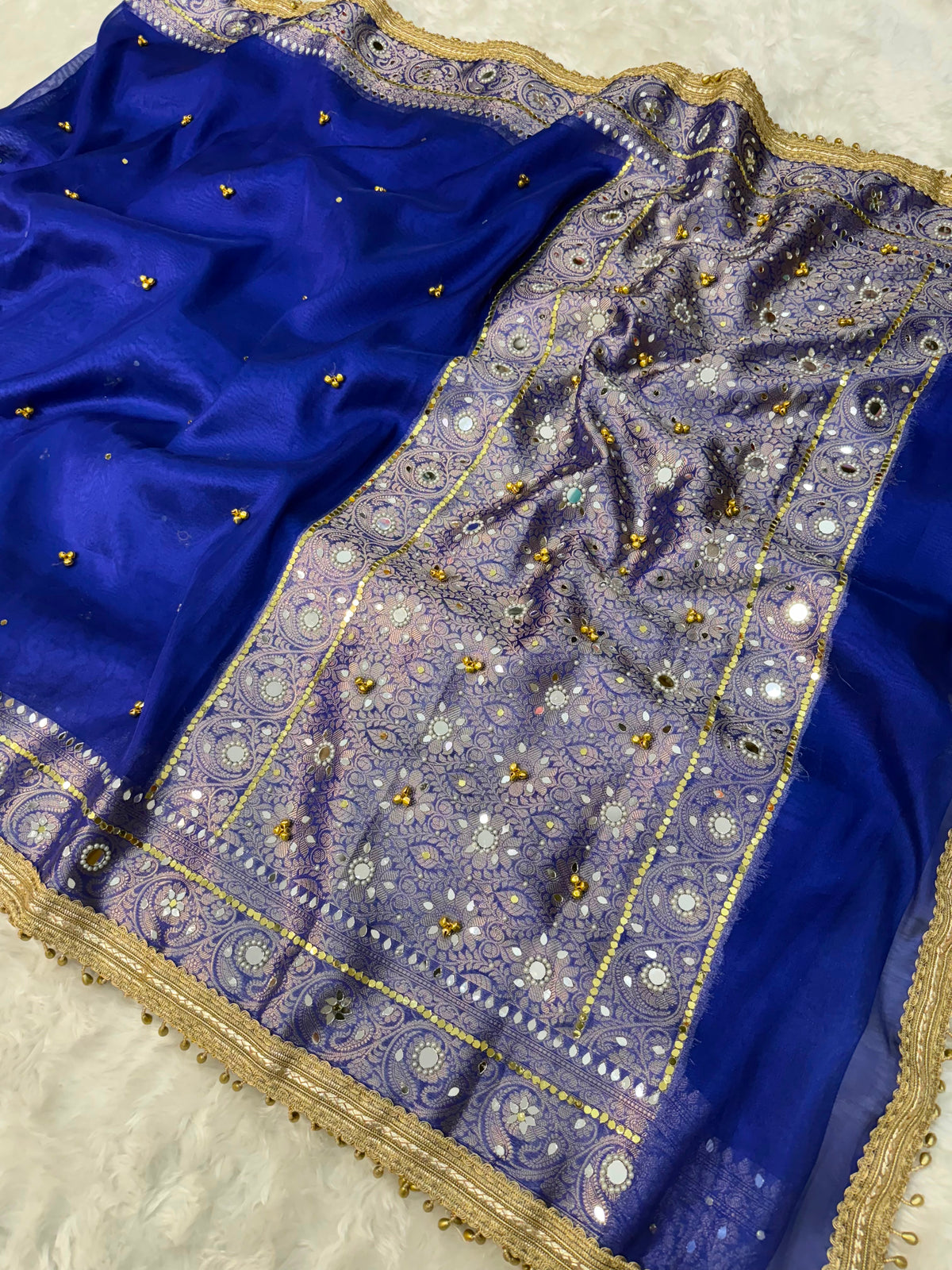 Premium Tissue Saree with ghoongru work